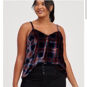 Torrid Sophie Velvet Swing Cami Plaid Tank Top 1X